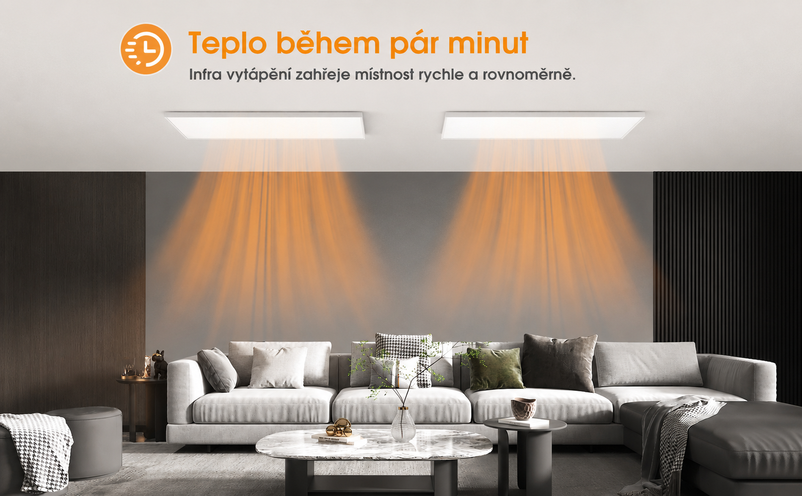 stropní infrapanel s termostatem a ovládáním
