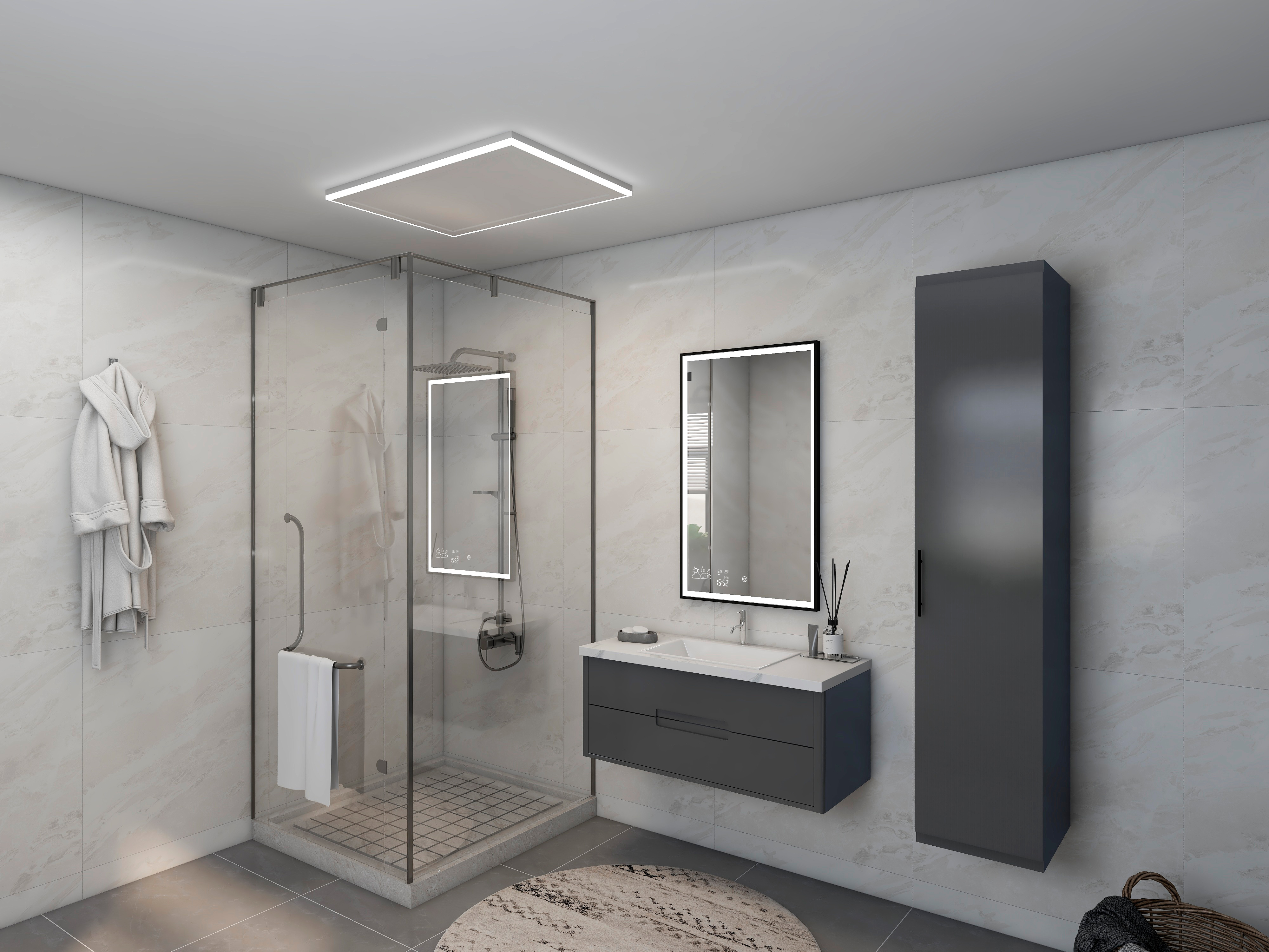 stropní infrapanel s LED osvětlením v koupelně