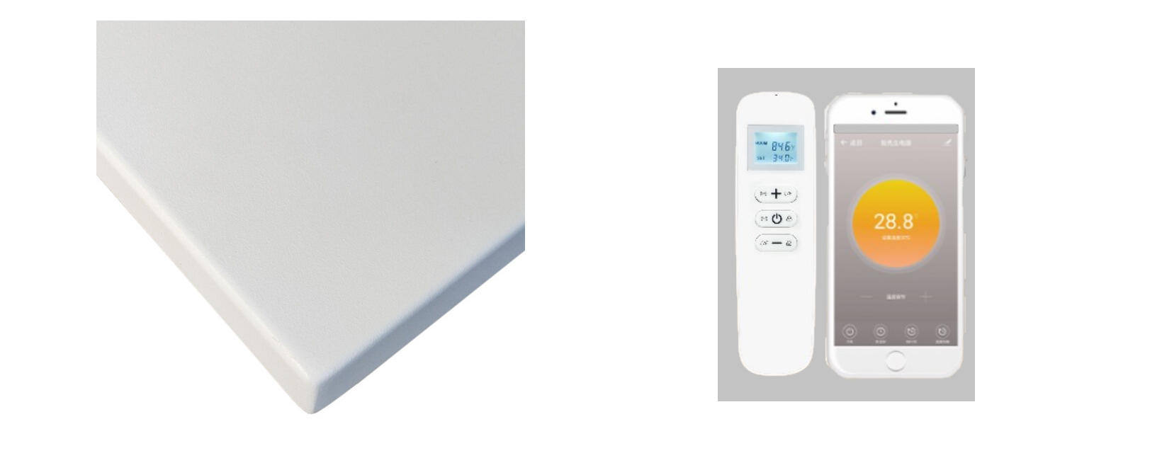 bezrámový topný panel detail a ovládání