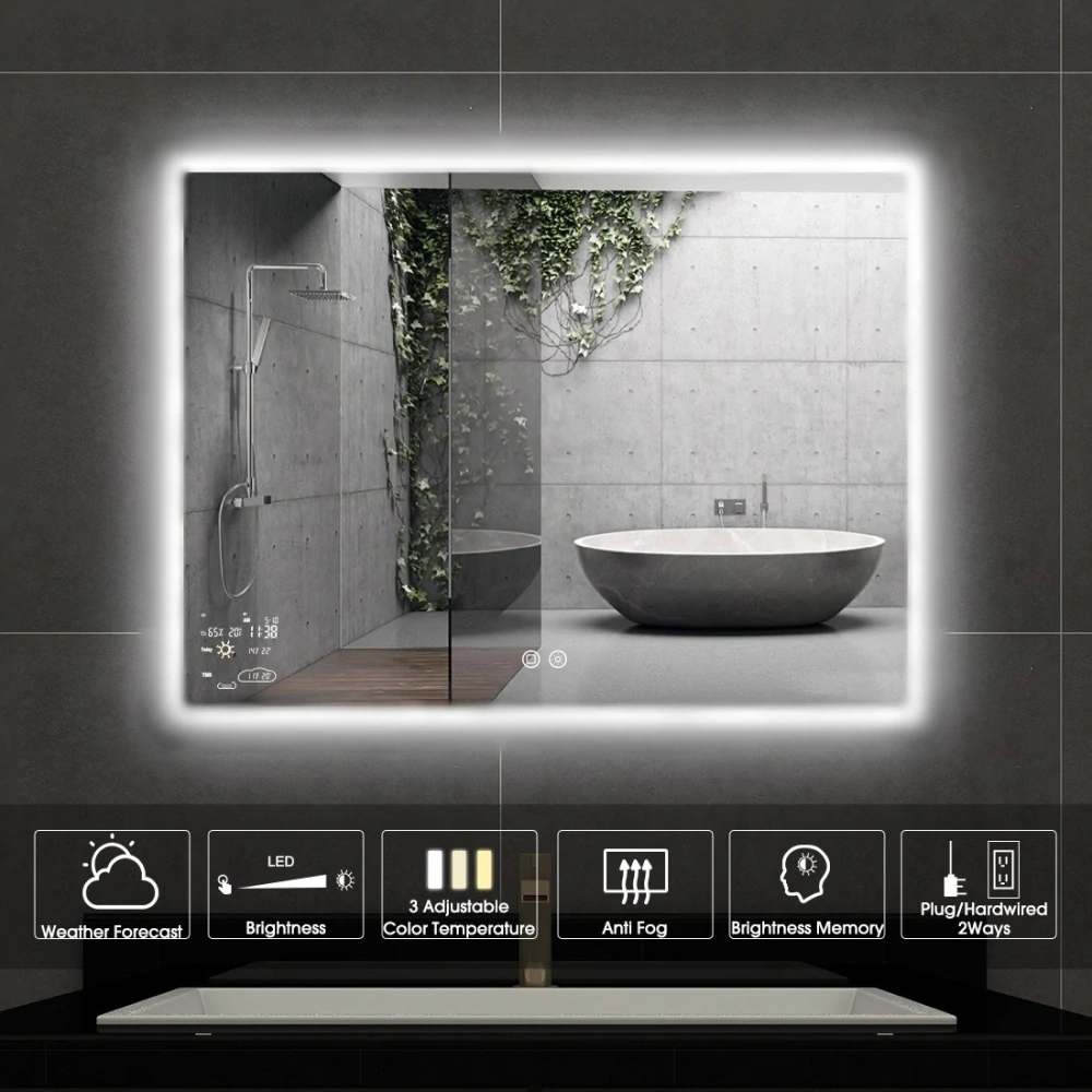 ByeCold | Chytré topné zrcadlo | LED světlo | 350W | 60x100 cm | WiFi termostat | Dálkový ovladač | Výhřevnost 6,3m² | IGT2-G1006-WLH-V