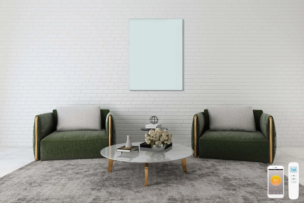 ByeCold | Skleněný bílý infrapanel | 450W | 80x60 cm | WiFi termostat | Dálkový ovladač | Výhřevnost 8m² | IGT2-G0806W