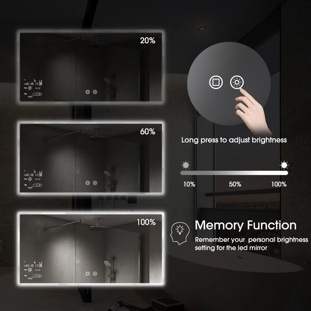 ByeCold | Chytré topné zrcadlo | LED světlo | 350W | 60x100 cm | WiFi termostat | Dálkový ovladač | Výhřevnost 6,3m² | IGT2-G1006-WLH-V