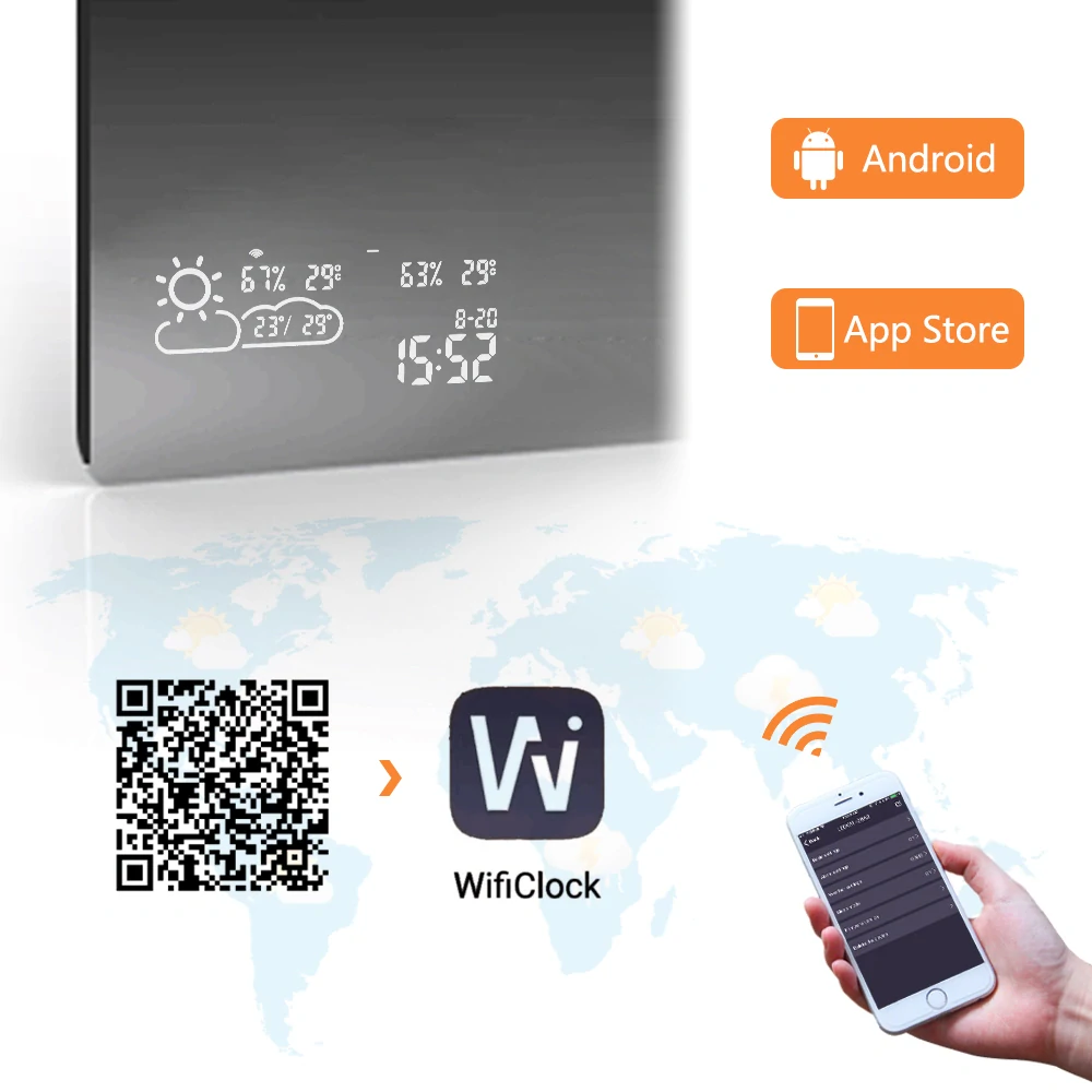 ByeCold | Chytré topné zrcadlo | LED světlo | 350W | 60x100 cm | WiFi termostat | Dálkový ovladač | Výhřevnost 6,3m² | IGT2-G1006-WLH-V