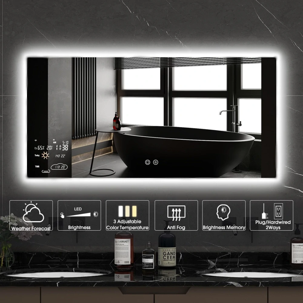 ByeCold | Chytré topné zrcadlo | LED světlo | 350W | 60x100 cm | WiFi termostat | Dálkový ovladač | Výhřevnost 6,3m² | IGT2-G1006-WLH-V