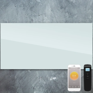 ByeCold | Skleněný bílý infrapanel | 700W | 120x60 cm | WiFi termostat | Dálkový ovladač | Výhřevnost 12,5m² | IGT2-G1206W
