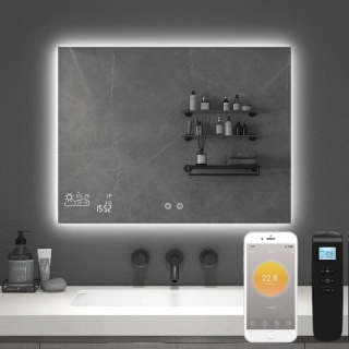 ByeCold | Chytré topné zrcadlo | LED světlo | 200W | 60x60 cm | WiFi termostat | Dálkový ovladač | Výhřevnost 3,6m² | IGT2-G0606-WLH