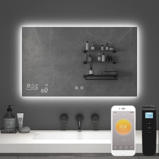 ByeCold | Chytré topné zrcadlo | LED světlo | 350W | 100x60 cm | WiFi termostat | Dálkový ovladač | Výhřevnost 6,3m² | IGT2-G1006-WLH-H