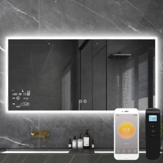 ByeCold | Chytré topné zrcadlo | LED světlo | 500W | 60x120 cm | WiFi termostat | Dálkový ovladač | Výhřevnost 9m² | IGT2-G1206-WLH-V