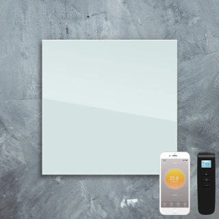 ByeCold | Skleněný bílý infrapanel | 320W | 60x60 cm | WiFi termostat | Dálkový ovladač | Výhřevnost 5,8m² | IGT2-G0606W